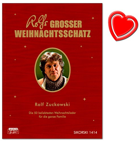 Rolfs großer Weihnachtsschatz - 50 beliebtesten Weihnachtslieder für die ganze Familie von Rolf Zuckowski - Liederbuch mit bunter herzförmiger Notenklammer