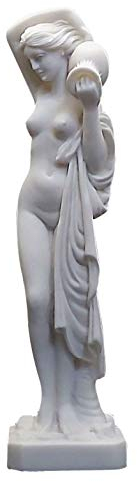 Skulptur, griechische nackte Frau, mit Glas, erotische Kunst, Alabaster, 25 cm