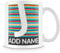 Initial Mugs - Personalised Cup with Your Choice of Letter and Name - Stripes