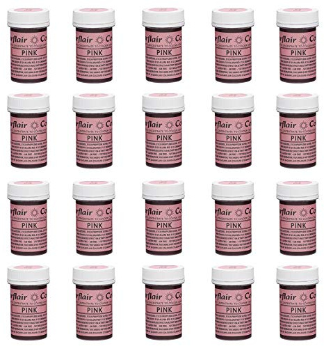 Sugarflair Spectral Pink Food Colouring Paste, Highly Concentrated for Use with Sugar Pastes, Buttercream, Royal Icing or Cake Mix, Vibrant Colour Dye - 25g (Pack of 20)