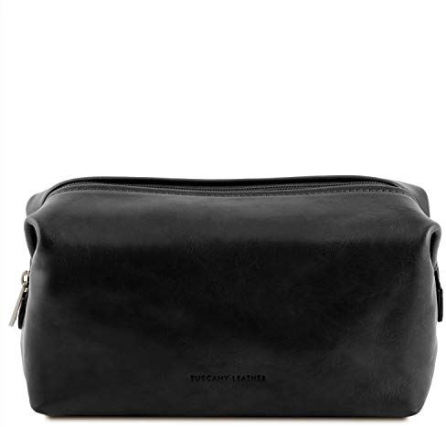 Tuscany Leather Smarty - Reise - Kulturtasche aus Leder - Klein - TL141220 (SCHWARZ)