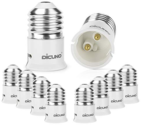 DiCUNO E27 vers B22 Adaptateur de douille de 10 pièces Adaptateur de Convertisseur de douille base de lampe de haute qualité pour ampoules LED, incandescence et fluocompactes