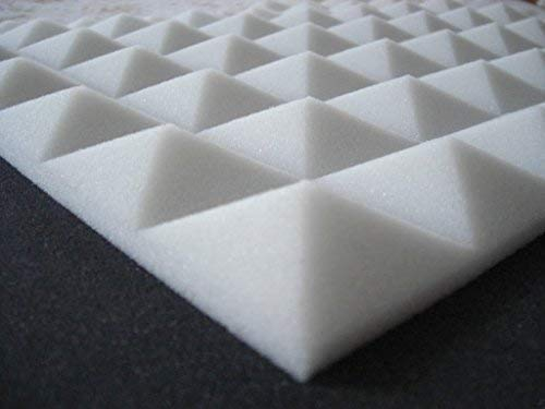 lulushop Pyra Akustikschaumstoff, Noppenschaumstoff, Dämmung,ca.49 x cm x 49 cm x 2,5 cm,(Verpackungseinheit = 40 Platten = ca. 10 m²) (Weiß)