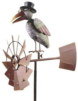 Windrad Garten Rabe - Metall - Ø 50x30cm / Höhe: 150cm - Wetterfest - Hochwertige Qualität & Stabiler Standstab - Gartenstecker/Metallwindrad/Windräder - Gartendeko