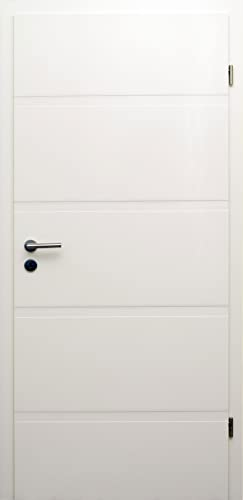 HORI® Zimmertür Bilbao Weißlack RAL9010 Röhrenspan Eckkante I Innentüre, Türblatt, passende für alle Standard Zargen mit DIN Größe I 1985 x 735 mm I DIN Rechts