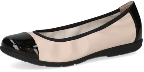 CAPRICE Damen Ballerinas mit Lack Flach, Beige (Beige Comb), 41 EU