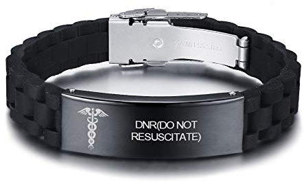 VNOX Personalisiert Anpassen Gravieren von Edelstahl Medizinischer Alarm Armband Medizinisches Silikon Schwarzes Armband für Herren Damen,18-22.5cm Verstellbar.