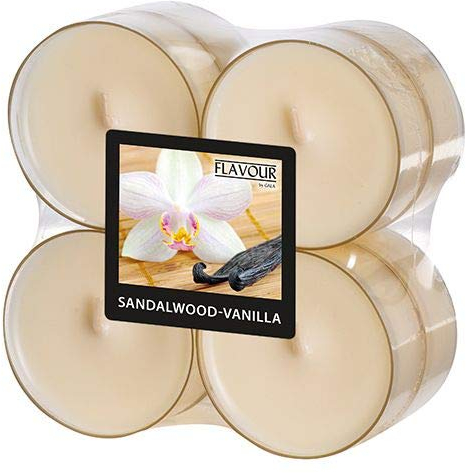 Gala Flavour by GALA Maxi Duftlichte Ø 59 mm, 24 mm elfenbein - Sandalwood-Vanilla in Polycarbonathülle 96990 Duftkerzen Riesen-Teelichte, 48 Stück