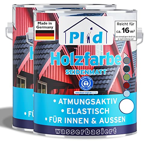 Plid® Holzfarbe Holzlack, Weiß 1,5l - Innen & Außen - Wetterschutzfarbe Weiß Holzfarbe Außen - Dauerhafte Holzschutzfarbe - Farbe für Holz - Lackfarbe Wetterfest - Made in Germany