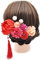 Lot de 9 pinces à cheveux kimono japonaises en mousseline de soie avec pompon, accessoires pour photo, mariage, rouge
