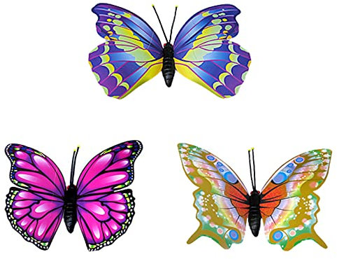 DEDEMCO 3 estacas de jardín de mariposas gigantes, 60 cm, mariposas 3D para exteriores, decoración de césped, accesorios de patio, adornos de PVC, jardinería, arte de mariposas