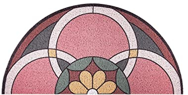 Chrasy European Style Half Round Shape Non-Slip Entrance Mat Heavy Duty Dirt Trapper Mat Front Door Mat PVC Material Scraper Mats for Front Door, Easy to Clean - 40x80cm