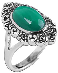 Style Ring Schmuck Schmuck Thai Silber S925 Reiner Silber Ring Schmuck Öffnung Damen Chrysopras Ringchrysopras, C-F, Chrysopras