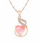 HCMA Argent 925 Bijoux Femmes Collier avec Coeur Forme Rose Quartz Zircon Pierres précieuses Pendentif Cadeaux pour Mariage fête Bijoux Cadeau