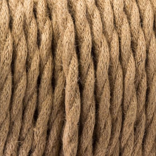 LEDSone 10 Meter Vintage 3 Core Hemp colour Twisted Electric Cable Fabric Covered Wire Italian Braided 10 mm Electrical Cable Flexible Wire for Lighting Other Appliances