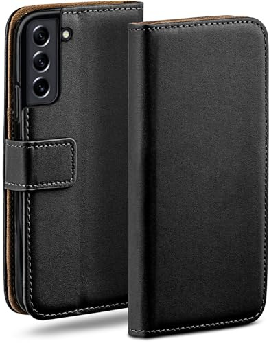moex Book Case für Samsung Galaxy S21 FE 5G Handyhülle mit Kartenfach, Hülle klappbar 360 Grad Schutzhülle, Klapphülle Flip Case Cover, PU Leder Handytasche Lederhülle, Schwarz
