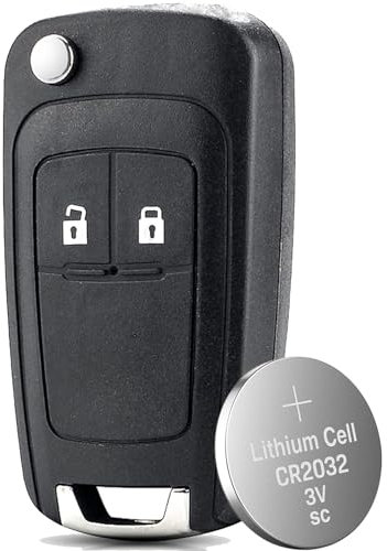 Vailikey (1PCS)2 Buttons Flip Car Remote Control Key Fob Case Replacement For OPEL VAUXHALL Astra J Insignia Meriva Zafira B Car Key Shell (2 Buttons KeyCase with Battery)