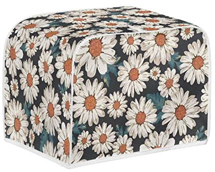 Kuiaobaty Daisy Flowers Cover for Toaster Floral Washable Kitchen Appliances Cover with Hook, Dust and Fingerprint Protection