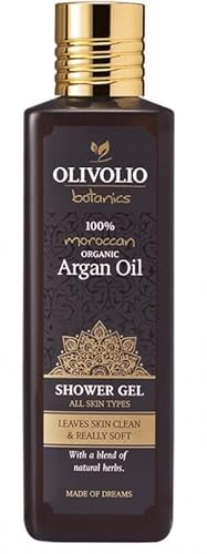 Olivolio Gel douche avec huile d'argan 100 % bio et 89 % d'ingrédients naturels – 250 ml