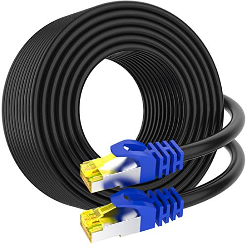 AoforzTech Cat 8 Ethernet Cable 45 ft,Heavy Duty High Speed Network Internet Cable, RJ45 Connector,26AWG 40Gbps 2000Mhz Patch Cord,S/FTP Indoor & Outdoor LAN Cable-Waterproof(Black)