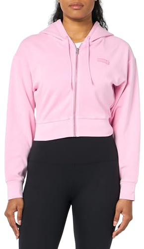HUGO Women's Cropped Hooded Zip Up Sweatshirt, Lilac Pink, XS