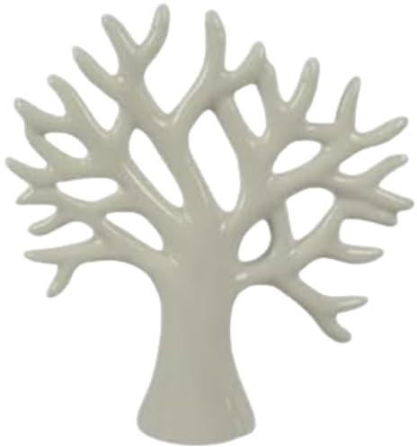 Albero della Vita in Ceramica Effetto Lucido e Liscio in Porcellana, h.17 cm, bomboniere Nozze, compreso di Scatola, Statuina Decorativa bombiera