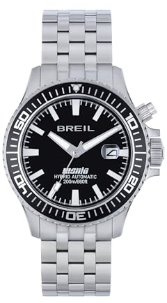 Breil, Collezione Manta P.R.O., Orologio Uomo, Cronografo Uomo in Acciaio, Movimento al Quarzo, Chiusura Diver Regolabile 14-21 cm, Fino a 6 Mesi di Carica, Resistente all'Acqua, Silver-Nero