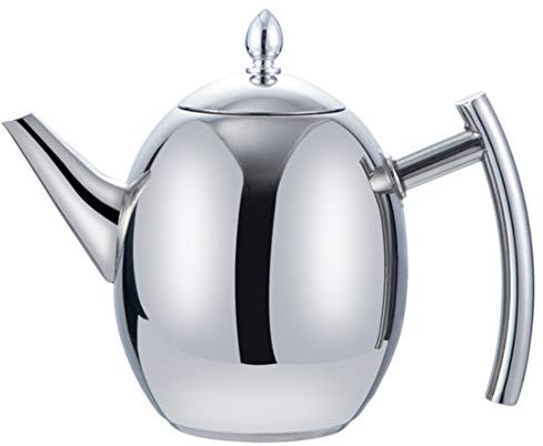 MARKELL 2L Stainless Steel Teapot with Tea Strainer and Infuser, Teaware Sets, Silver, 2L, Metal Lid