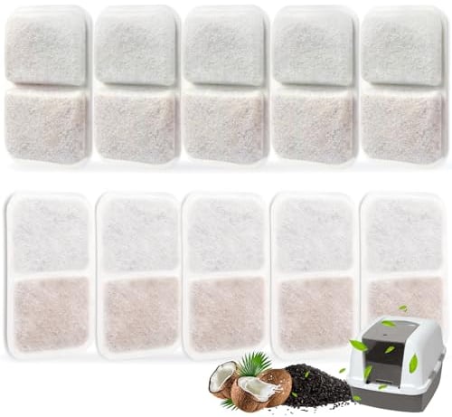 Fenkabs 10 Pack Filter Replacement for Catit Litter Boxes, Dual Action Air Purifier Pads for Absorbing and Freshening Litter Box Odors