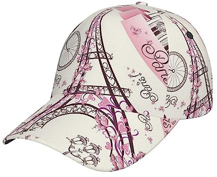 ESASAM Modische Baseballkappe mit Paris-Turm-Blume, verstellbarer Riemen, atmungsaktiv und feuchtigkeitsableitend, Baseballmütze, Sportmütze, Sonnenschutzkappe, Outdoor-Kappe, lässige Mütze, Paris