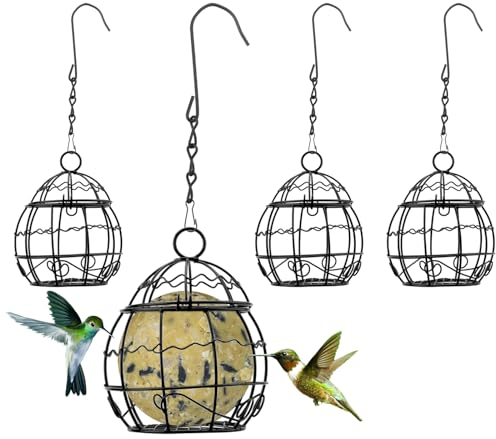 4 Stück Meisenknödelhalter Vogelfutterstation, Hängend Meisenknödel Halter Futterstation für Vögel zum Aufhängen Futterspender für Meisenknödel