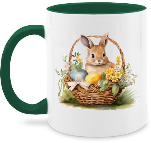 Tasse Tassen 325ml - Ostergeschenke - Osterhase Fröhlich I Niedlicher Osterhase I Oster Hase - 325 ml - Dunkelgrün - ostertassen, ostern ostern￼ ostertassen ostermotiv oster-tassen
