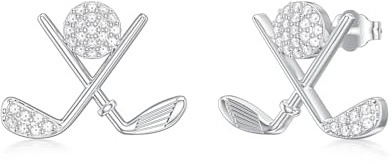 Golf Ohrringe Golfball Ohrringe Golfball Ohrstecker Sterling Silber Sport Ohrringe Golf Schmuck Spielergeschenk für Frauen Mädchen Ehefrau Mama Geschenk Weihnachten Urlaub Geschenk (White)