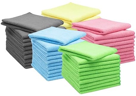 ZOLLNER 50er Set Mikrofasertücher für streifenfreien Glanz - flusenfreie und saugstarke Reinigungstücher - waschbar bis 60°C - 32x32cm - Hotelqualität