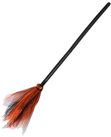 HIXNUG Halloween Witch Brooms Flying Broom Props Realistic Wizard Flying Broom for Kids Adults Halloween Party (Orange)