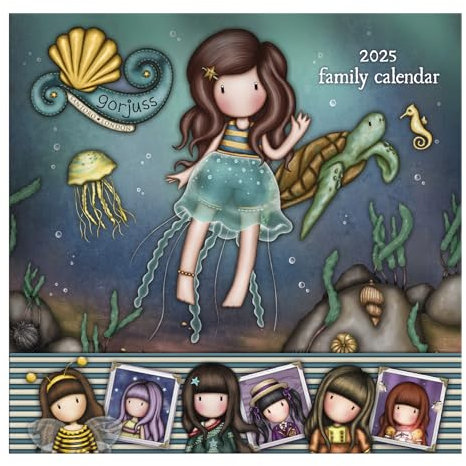 SANTORO Gorjuss Familienkalender 2025 mit 5-spaltigem Layout für Familienpläne — Deep Secrets | Organisationstasche und Planer — 13-Monatskalender vom 25. Januar bis 26. Januar für ihre Freundin Mama