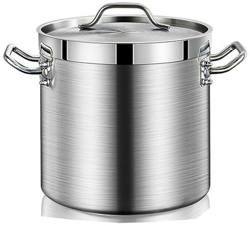 Suppentopf aus Edelstahl 304, verdickter tiefer Suppentopf mit Deckel, großer, robuster Suppentopf in Lebensmittelqualität for die gewerbliche/private Gastronomie(71L)