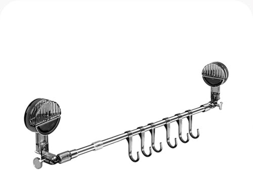 Bastone Tenda Estensibile 62-207 cm Regolabile con Rotazione di 180° Bastone per Doccia e Stendibiancheria Telescopico a Ventosa Amico degli Inquilini per Piastrelle Lisce Vetro e Superfici Metalliche