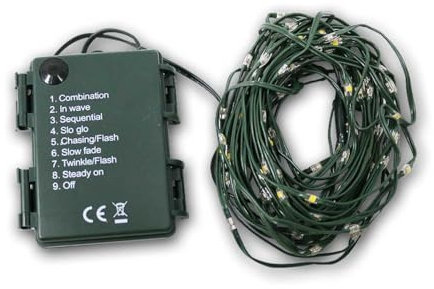 LED Lichterkette DREWDROP-MICRO, 96 warmweiße LEDs, 8 Lauflichtfunktionen, Länge 7 Meter, Batterie & Timerfunktion, für Innen und Außen