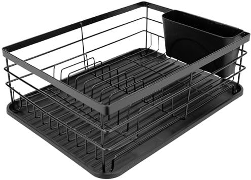 KARL HAUSMANN Scolapiatti da Appoggio - 44,5x31,5x15cm - Scola Piatti da Appoggio Sopra Lavandino - Acciaio Inox Scolapiatti da Lavello - Gocciolatoio Piatti - Portapiatti - Piattaia - Nero