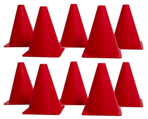Kolamom Unisex-Youth Stück Markierungskegel, Rot Hütchen Kinder Pylonen,18cmx15cm Verkehrshütchen Satz von 10 für Fußball, Sport, Reitsport