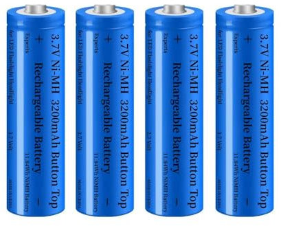 4 Stück NI-MH Akku Wiederaufladbarer, 3,7V NiMH 3200mAh Knopfleiste Batterie für Taschenlampe, Kleinen Lüfter, Türklingel, LED Stirnlampe, Mini-Lüfter, Größe:18mm * 67mm / 0,7inch * 2,63inch