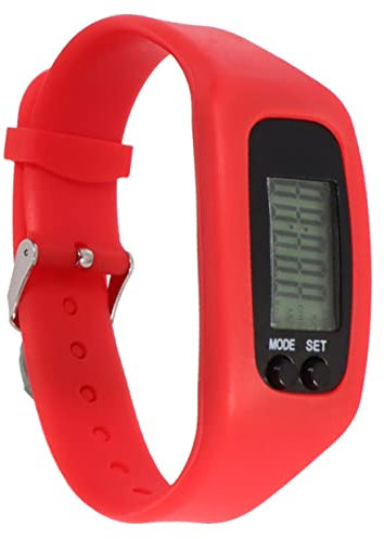 STOBOK Smart Silikon Sportuhr Schrittzähler Für Damen Herren Abnehmbares Armband Energiesparend Zum Laufen Wandern Camping Rotes Band