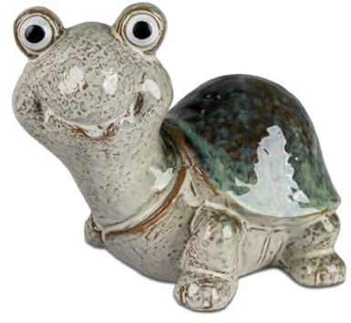formano Dekofigur Schildkröte, 13 cm, Steinzeug, Grau/Grün, Handbemalt (18)
