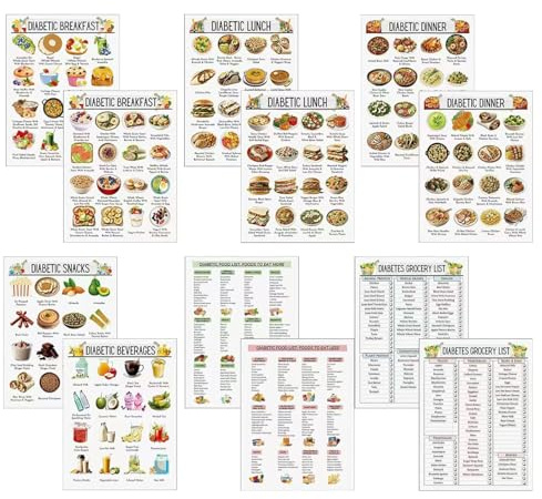 Biniveil Tabla Y Gráfico De Alimentos Bajos En Azúcar | Guía Y Planificador De Dieta Baja En Carbohidratos De 12 Piezas | Guía De Control De Azúcar Para Familiares Como Esposa Madre Padre Abuelo Tío