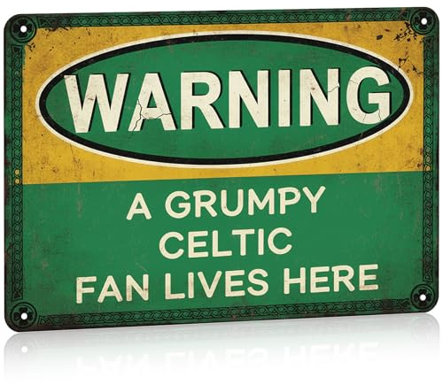 Celtic Fc Gifts for Men Celtics Football Club Metal Poster Boys | Funny Celtics Football Grumpy Fan Lives Here Metal Sign Celtic Fc Gifts for Boys Living Room Sign Decorations Gift 30x20cm