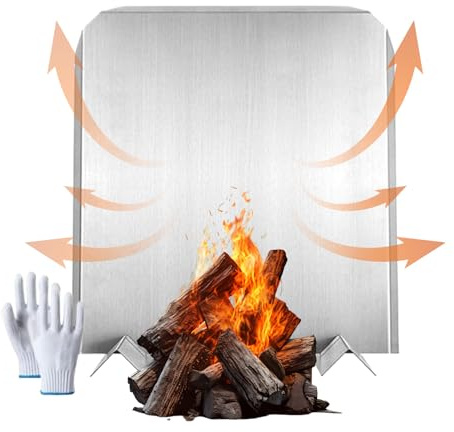 Hitzeschild Für Kamin - Massive Stahlplatte, Reflektierender Wandschutz, Hitzebeständiger Metallschutz, Dekorativer Hintergrund Für Kamin | Ca Platte