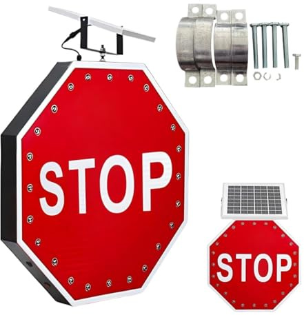 24 Solar Traffic Sign – 2-Pack, Blinking LED, for Road & Driveway