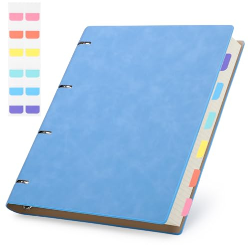 Yarotm Taccuino Anelli Ricaricabile - 1PC Quaderno A4 in Pelle PU - 300 Pagine Raccoglitore 21.5x28cm - 100GSM Diario Fogli Utilizzabile Quadretti 5mm - Ring Binder Notebook, Blu Chiaro