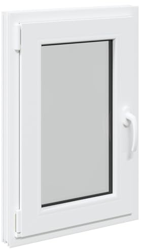 Kellerfenster RISOR Weiß 50 x 75 cm PVC und Glas, Modernes Untergeschossfenster Design, Langlebige PVC-Glas-Konstruktion, Energieeffizient, Wärmedämmung, Schallisolierung, Drehbare Funktion